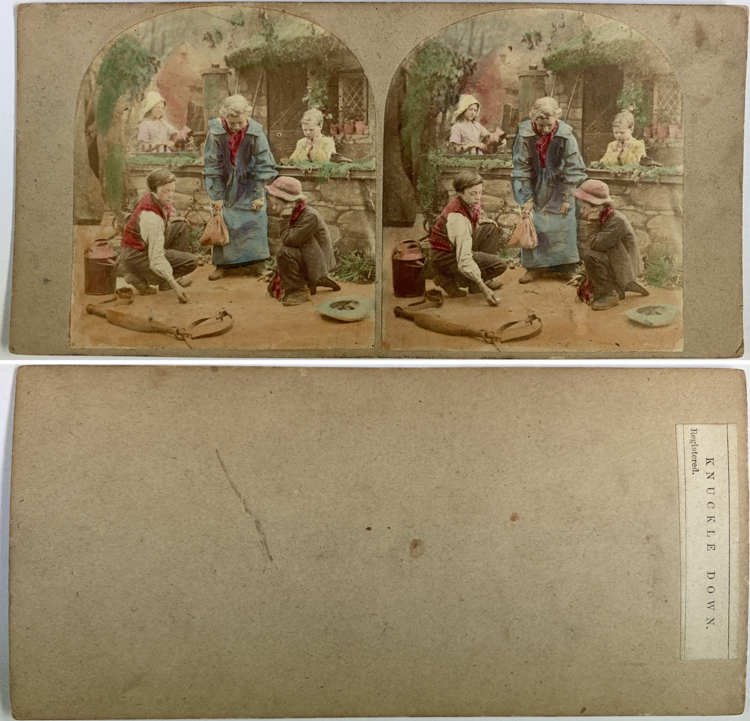 Stereo, Animated Scenes, Knuckle Down Vintage Stereo Card, Albumin Print 8