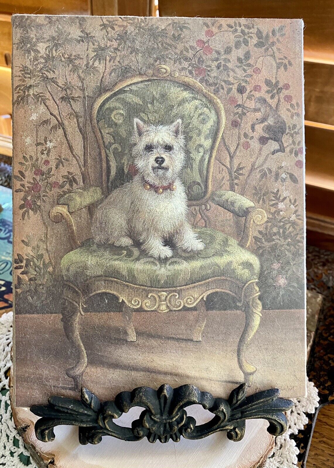Dog, West Highland Terrier, Elaine Vollherbst Decorative Picture Canvas Back 8”