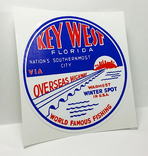 Key West Florida, Vintage Style Travel Decal / Vinyl Sticker, Luggage Label