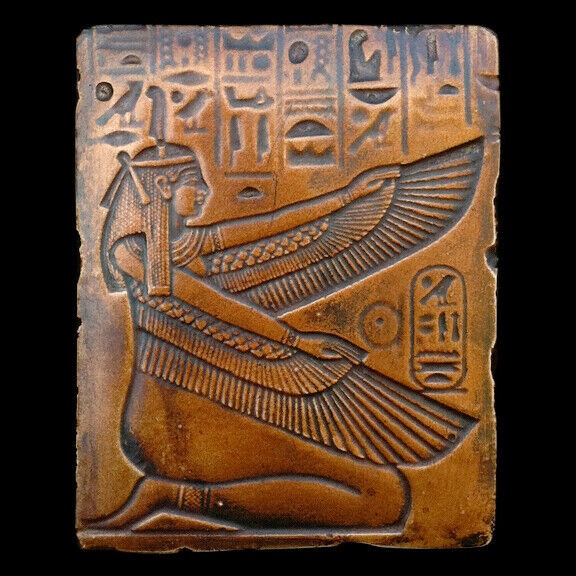 Isis Egyptian goddess Relief sculpture plaque in Bronze Finish