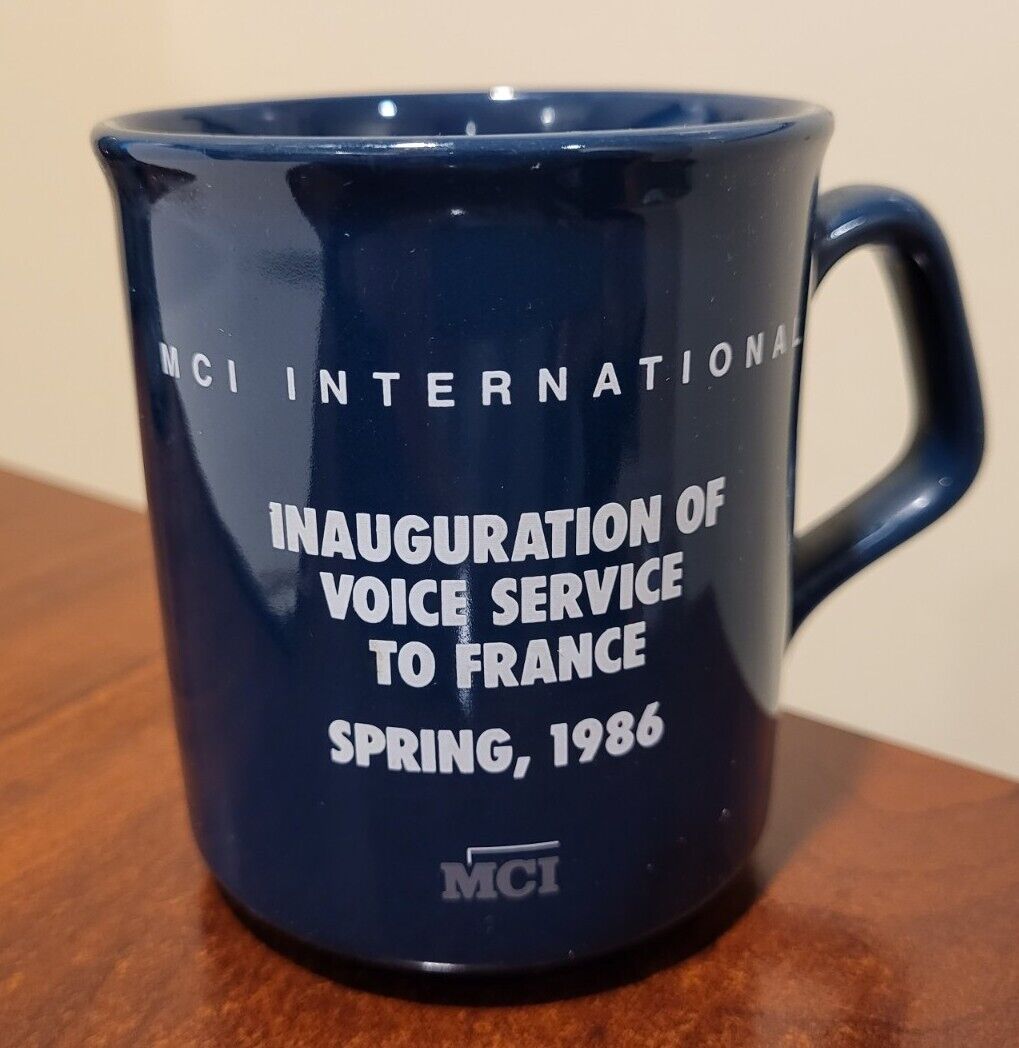 MCI INTERNATIONAL  1986  Coffee Mug  VOICE SERVICE TO FRANCE  Made in England
