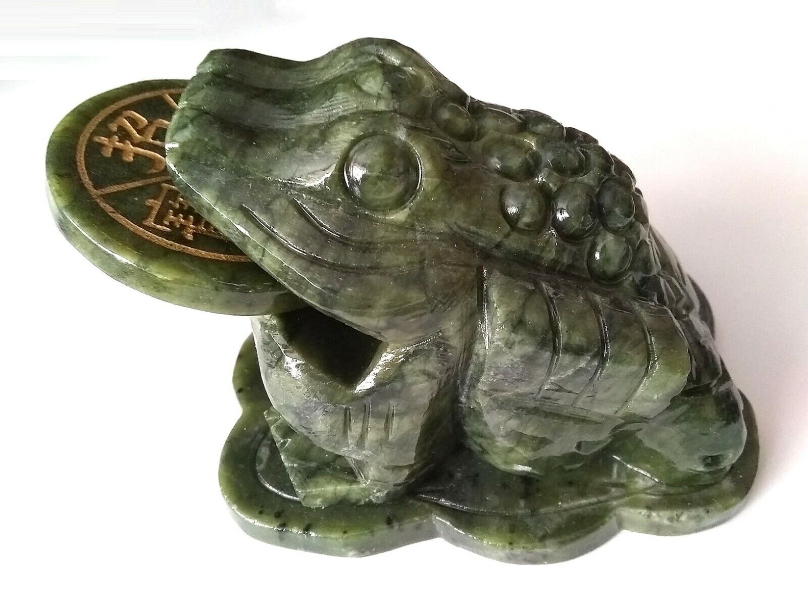 Green Jade feng shui Money frog statue Fengshui wealth decoration hand carved