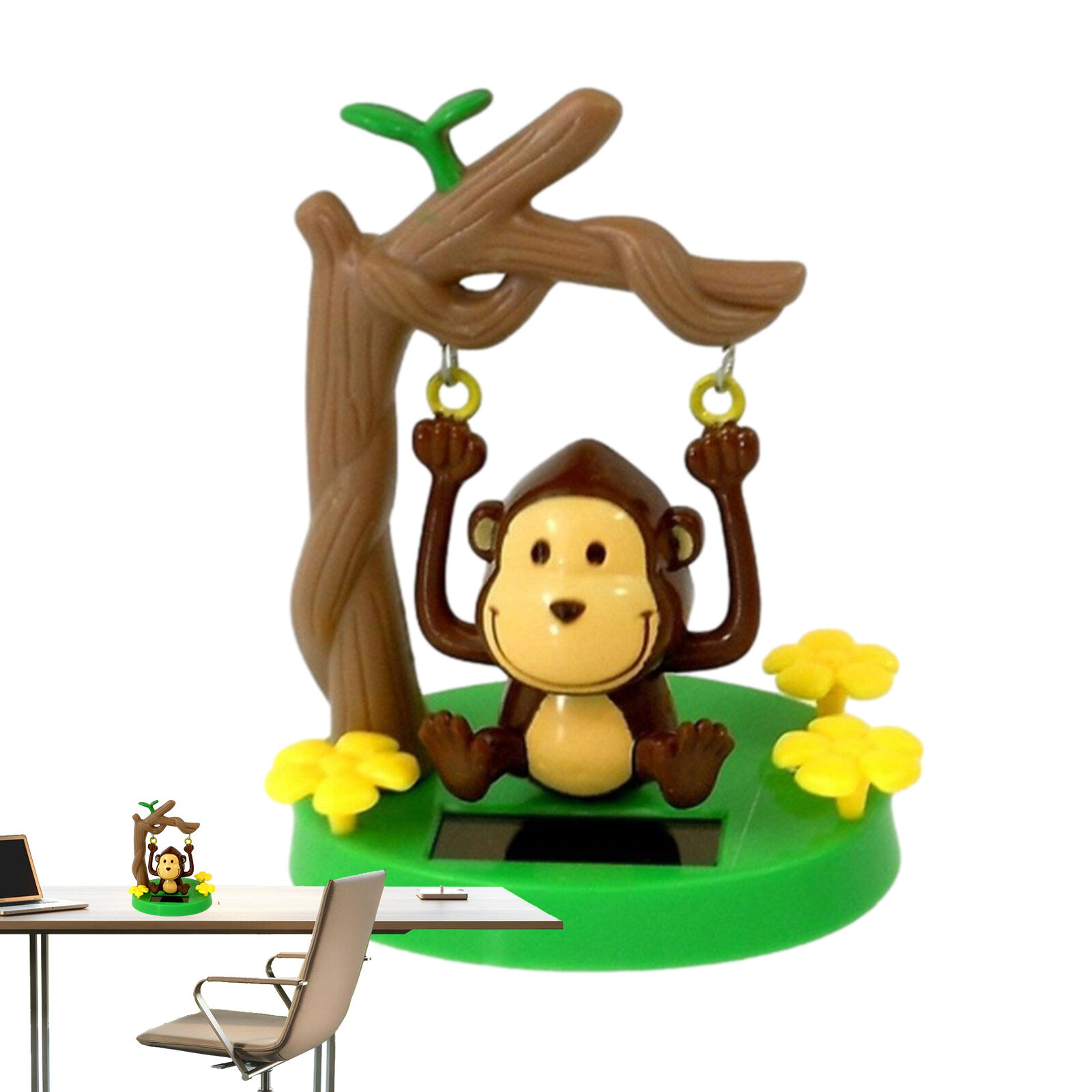 Solar Power Monkey Ornament Car Dashboard Swinging Bobble Dancer Toy Decoration