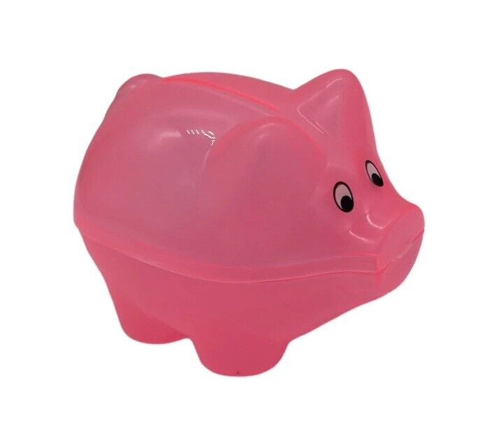 Miniature Translucent Pink Plastic Piggy Savings Money Coin Bank