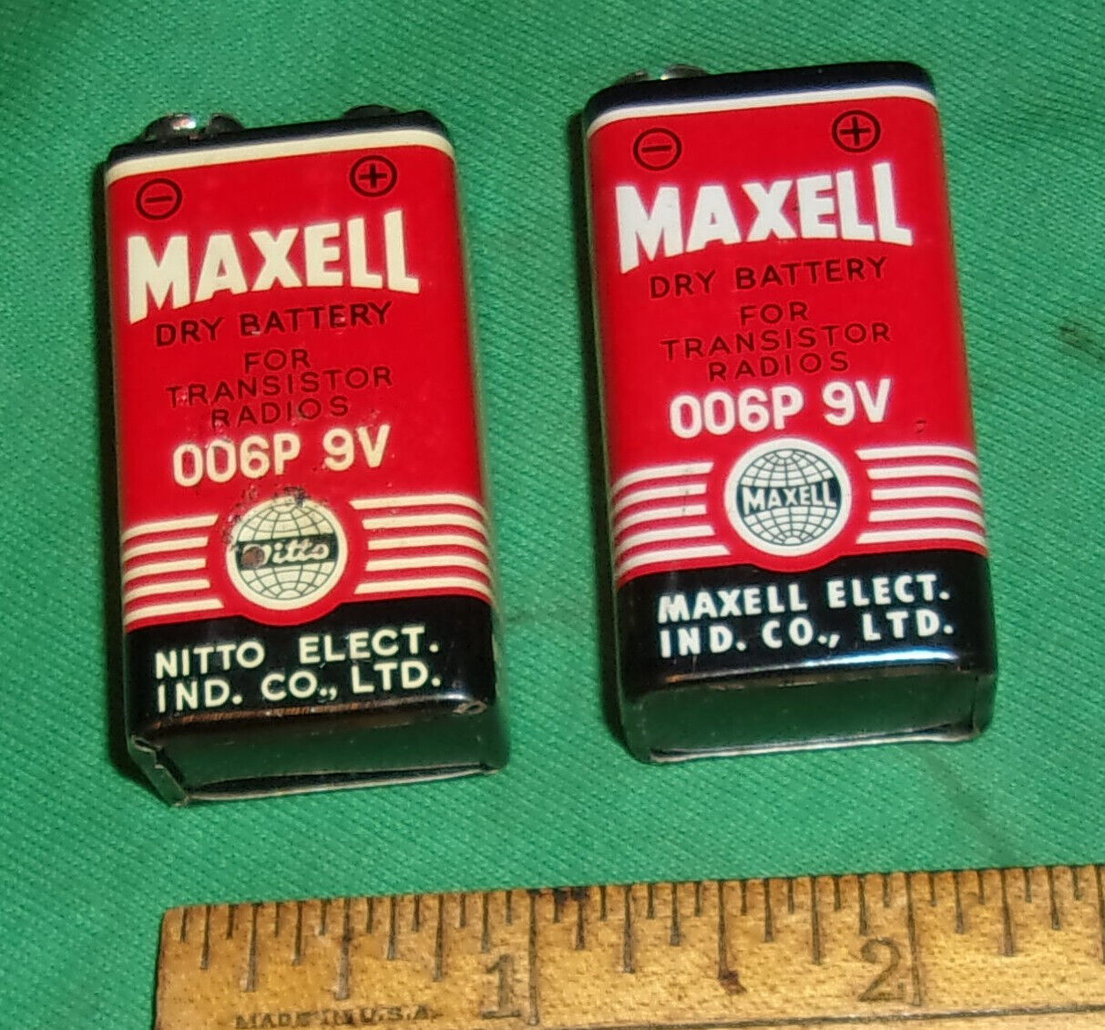 (2) Vintage 9-Volt Transistor Radio Batteries MAXELL by Maxell & NITTO VeryClean