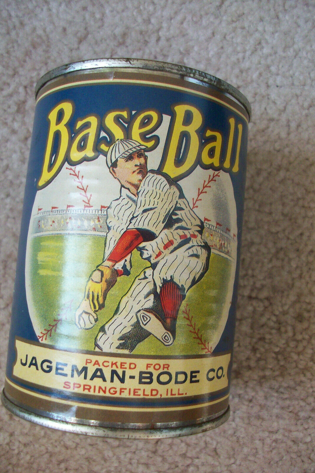 Rare Vintage Baseball Brand Tin Bank....Kidney Beans.....empty