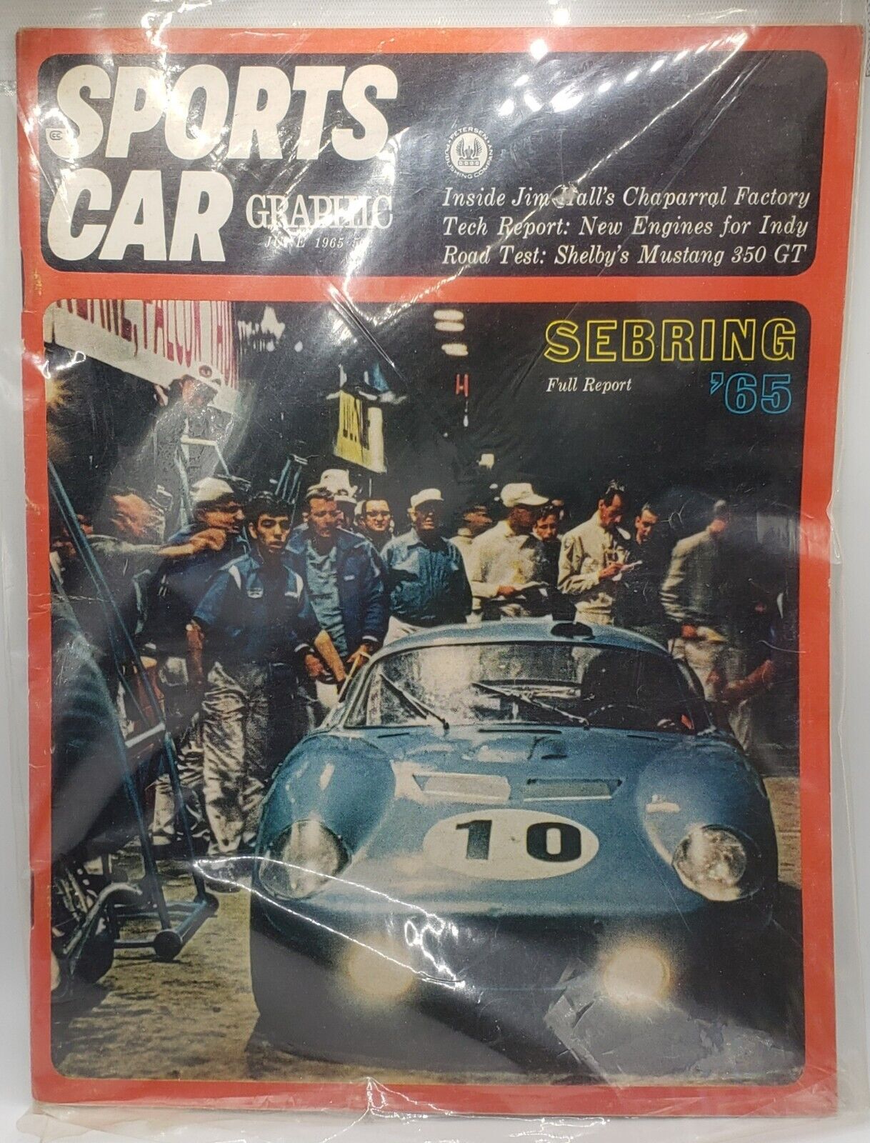 JUNE 1965 SPORTS CAR GRAPHIC 1965 SEBRING RECAP/ROAD TEST 1965 SHELBY GT-350