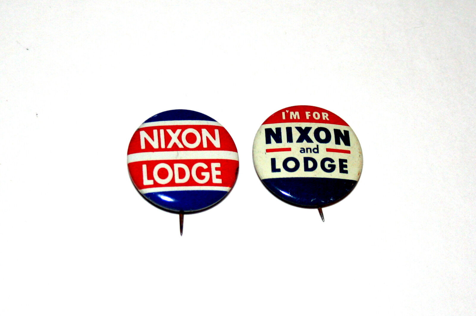 Set of 2 Nixon Lodge For President Vice Political Campaign Button Pin Back NOS 