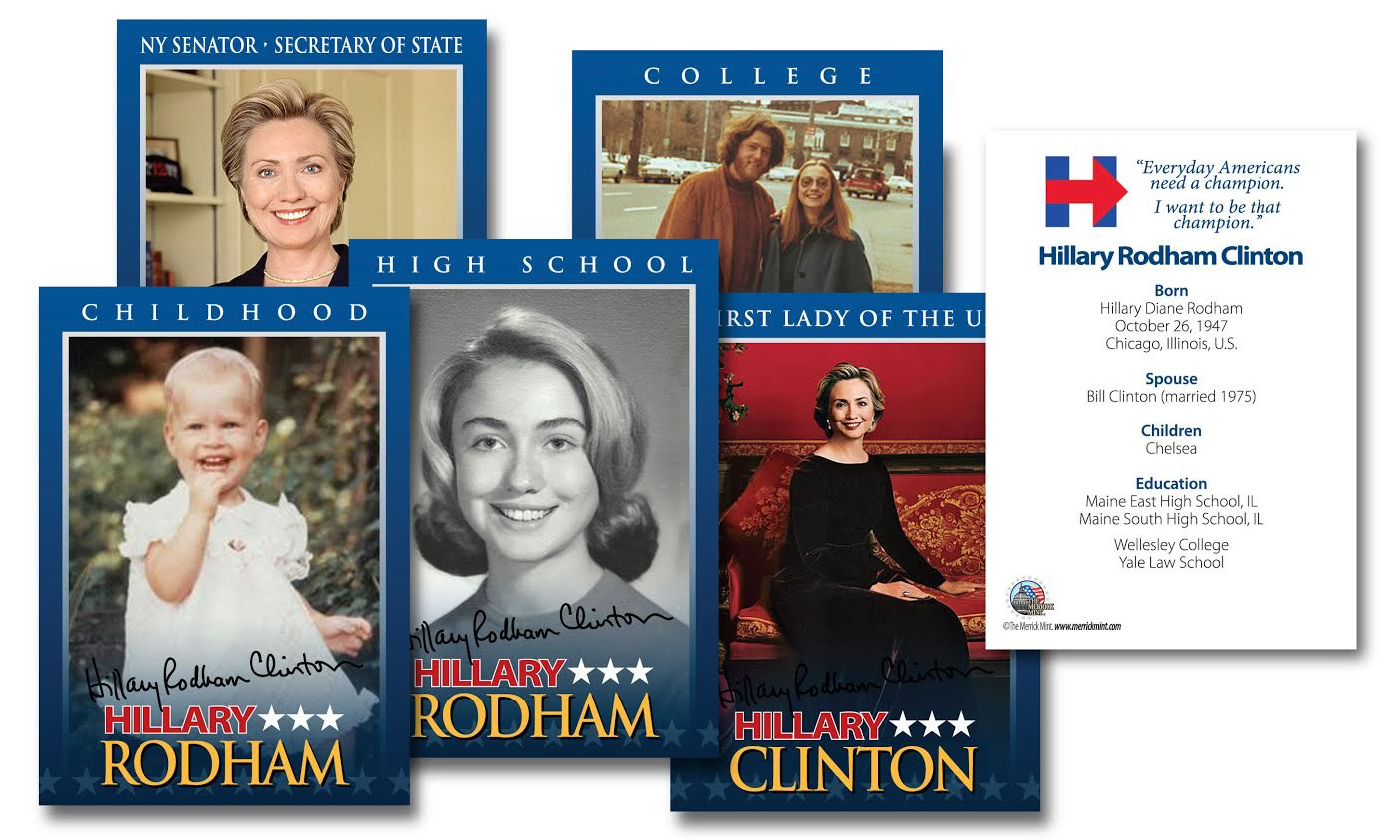 HILLARY CLINTON 2016 Presidential LIFE & TIMES Trading 5-Card Set (Lot of 3)