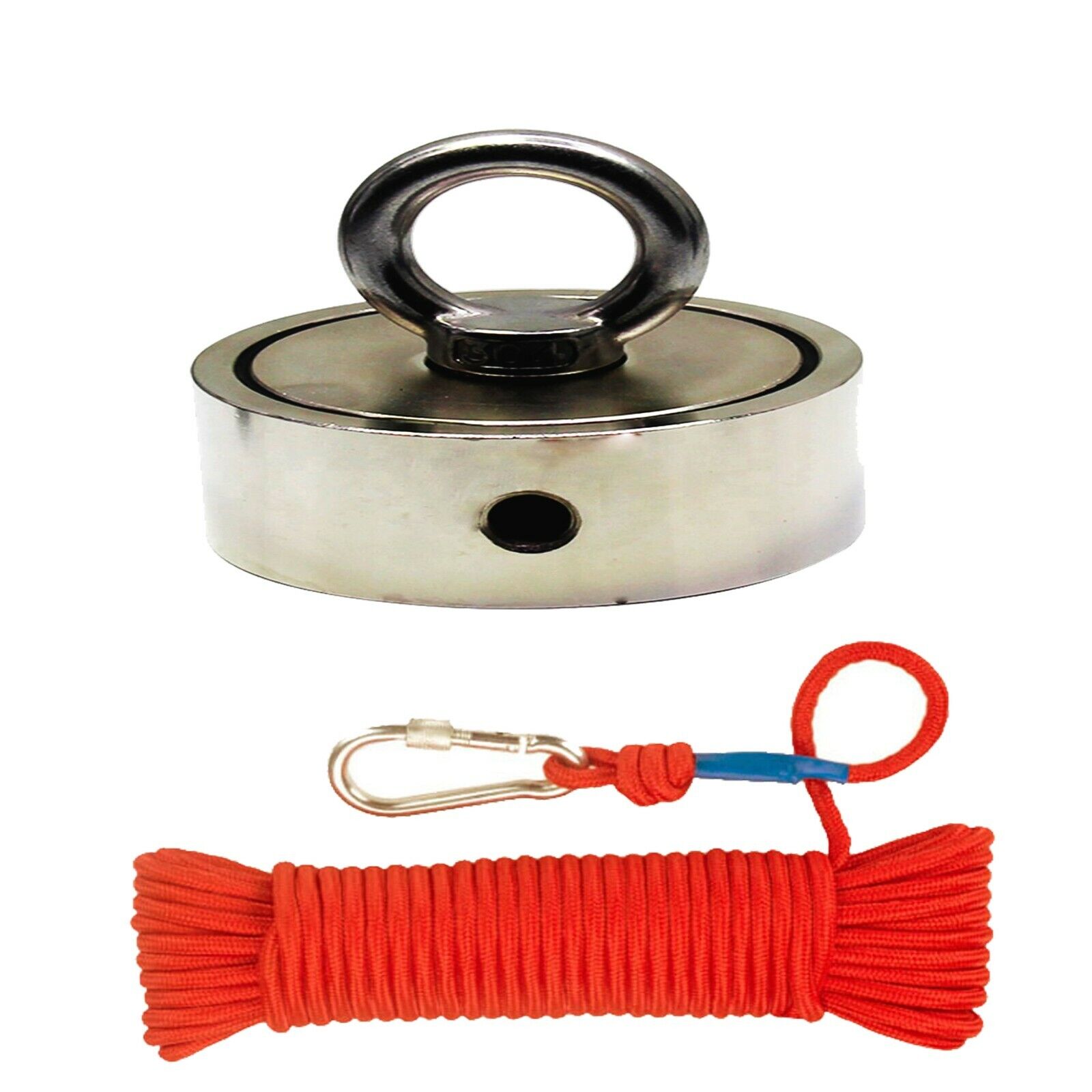 Double Sided Fishing Magnet Kit Upto 3800 Lbs Force Rope Carabiner Threadlocker