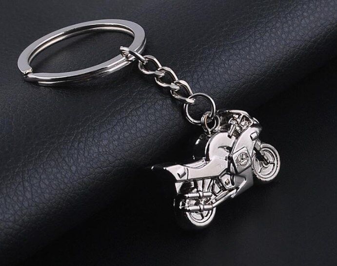 3D Motor Cycle MotorBike KeyRing Chain Silver Keychain Pendant Gift - UK SELLER