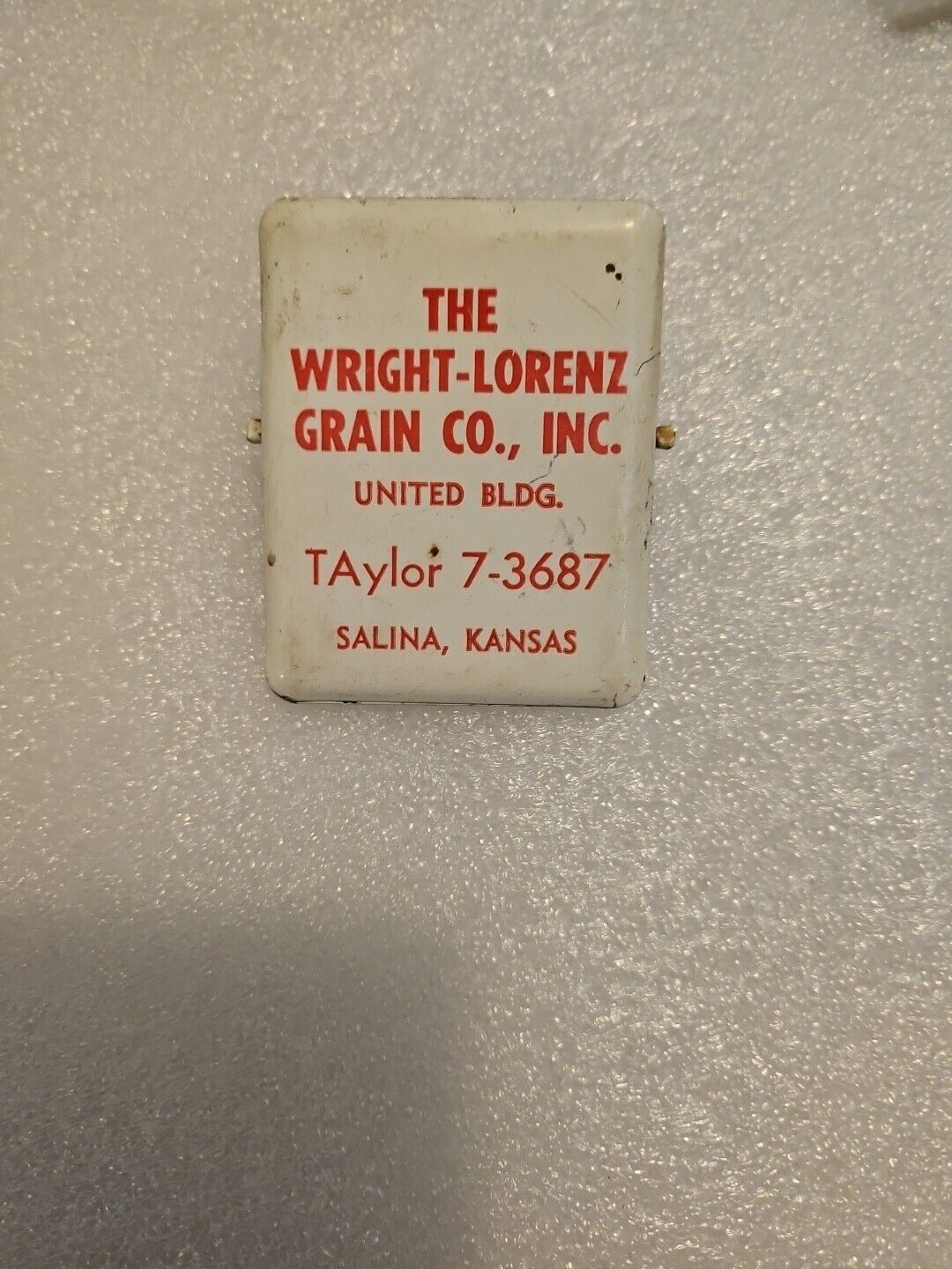 Vintage Metal Advertising Paper / Receipt Clip Wright Lorenz Grain Co Inc Kansas