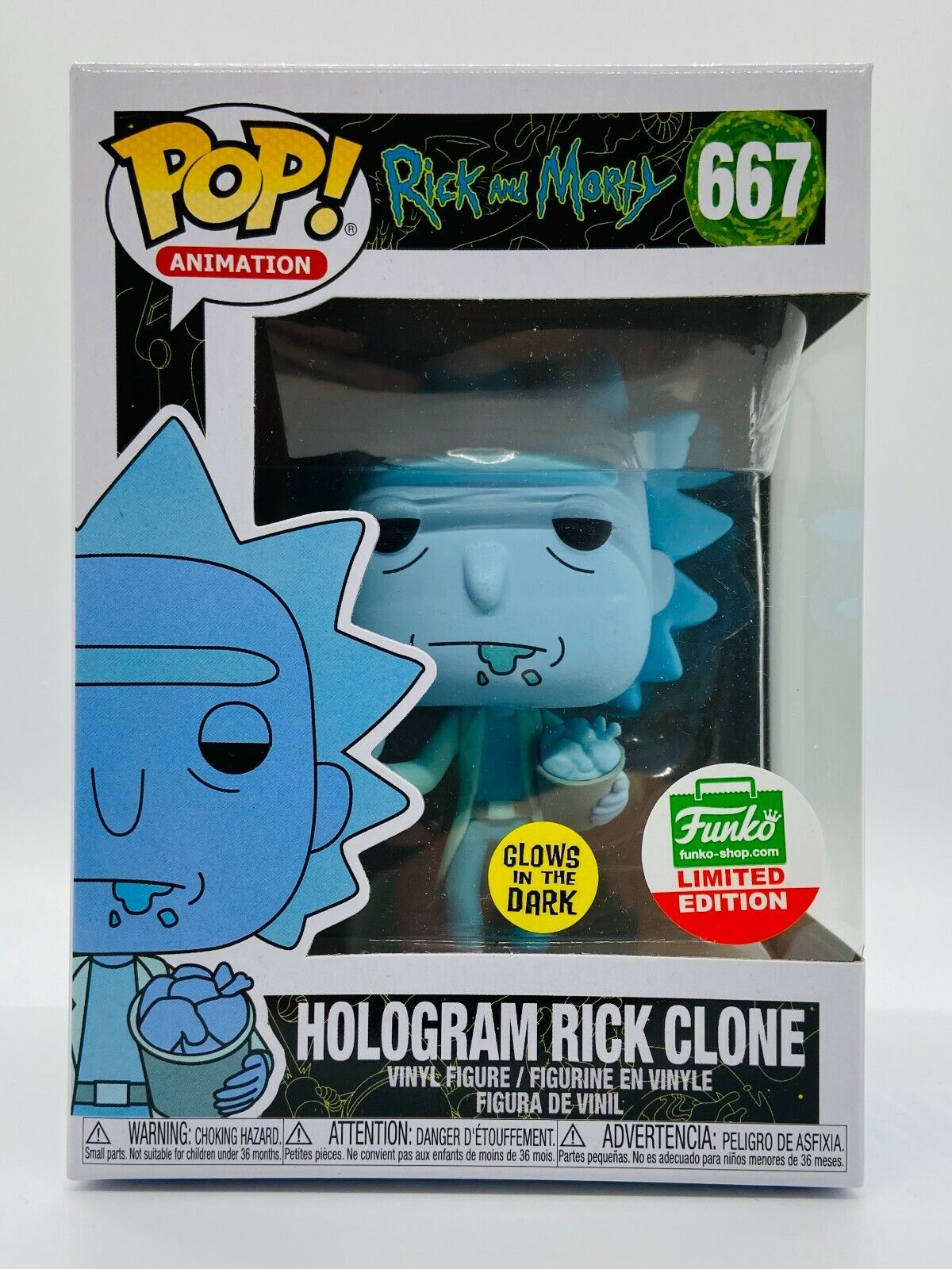 FUNKO POP HOLOGRAM RICK CLONE & MORTY CYBER MONDAY LIMITED SHOP EXCLUSIVE