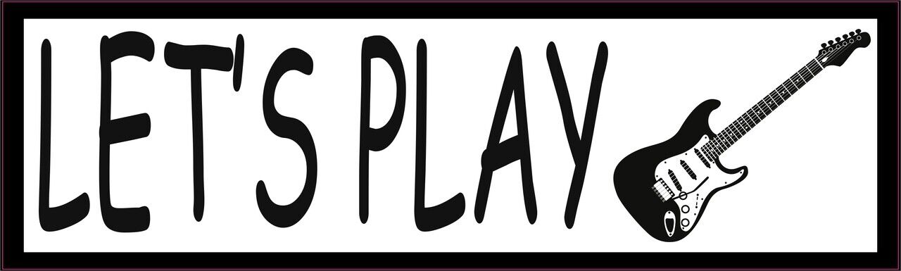 10in x 3in Let's Play Electric Guitar Vinyl Sticker Music Car Truck Bumper Decal