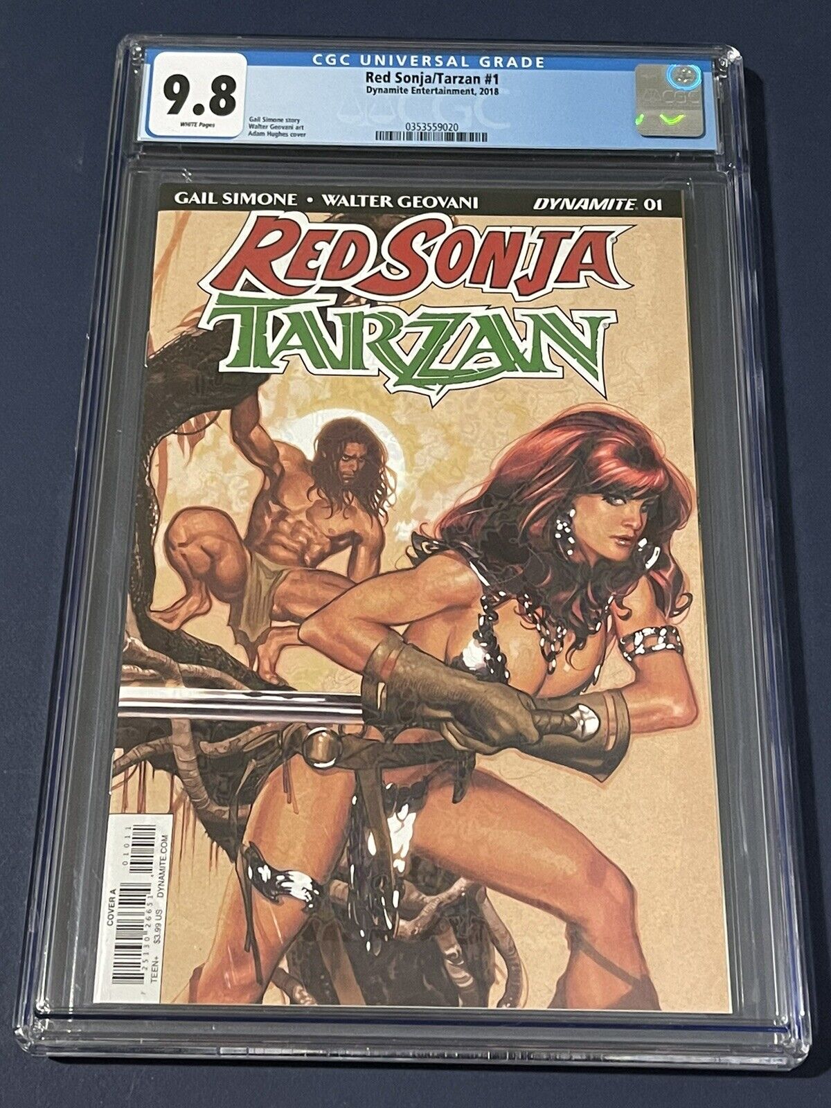 Red Sonja Tarzan #1 CGC 9.8 Hughes Cover Dynamite Entertainment 2018