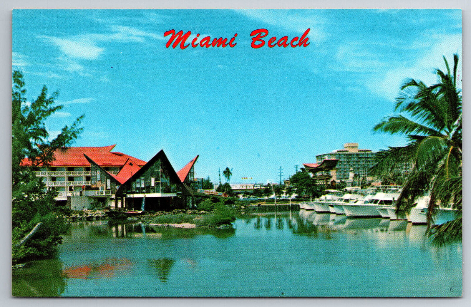 Vintage Postcard FL Miami Motel Row Castaways Waterways Chrome ~10754