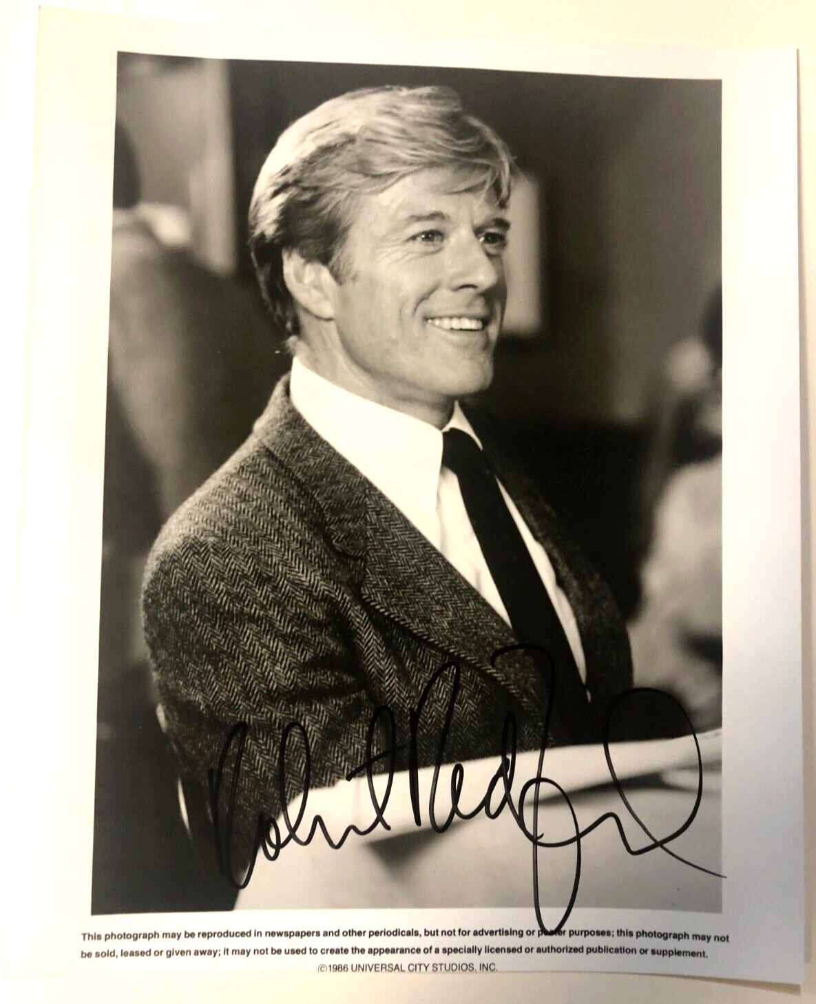 1986 Robert Redford Signed 8x10 Autographed \