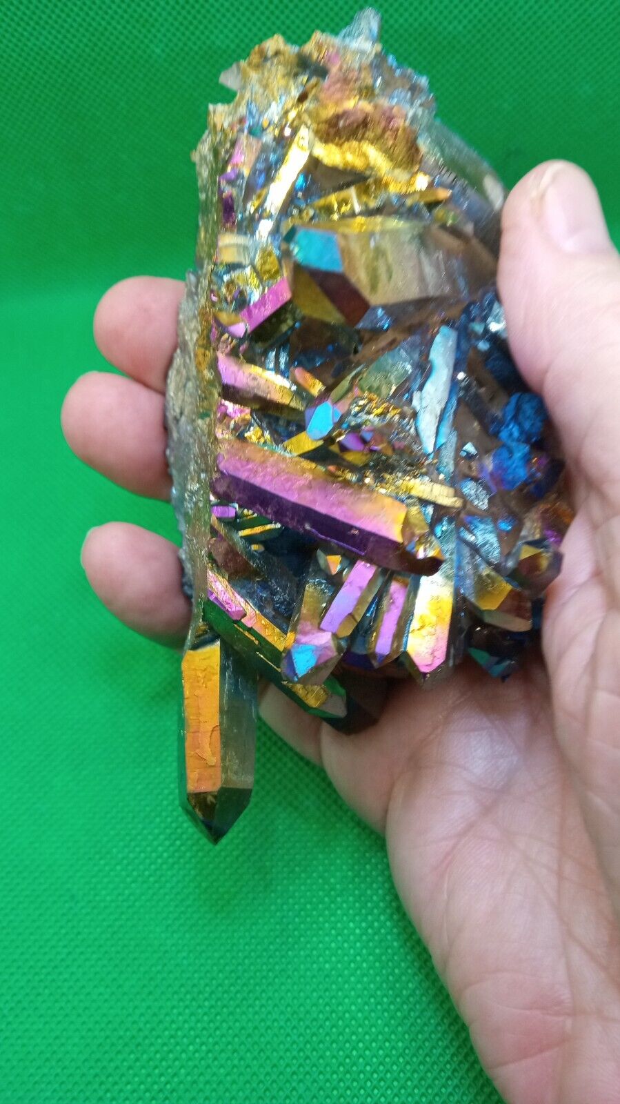 Titanium Quartz aura Cluster - Amazing colors ~ Large 11 OZ Size ~  P~