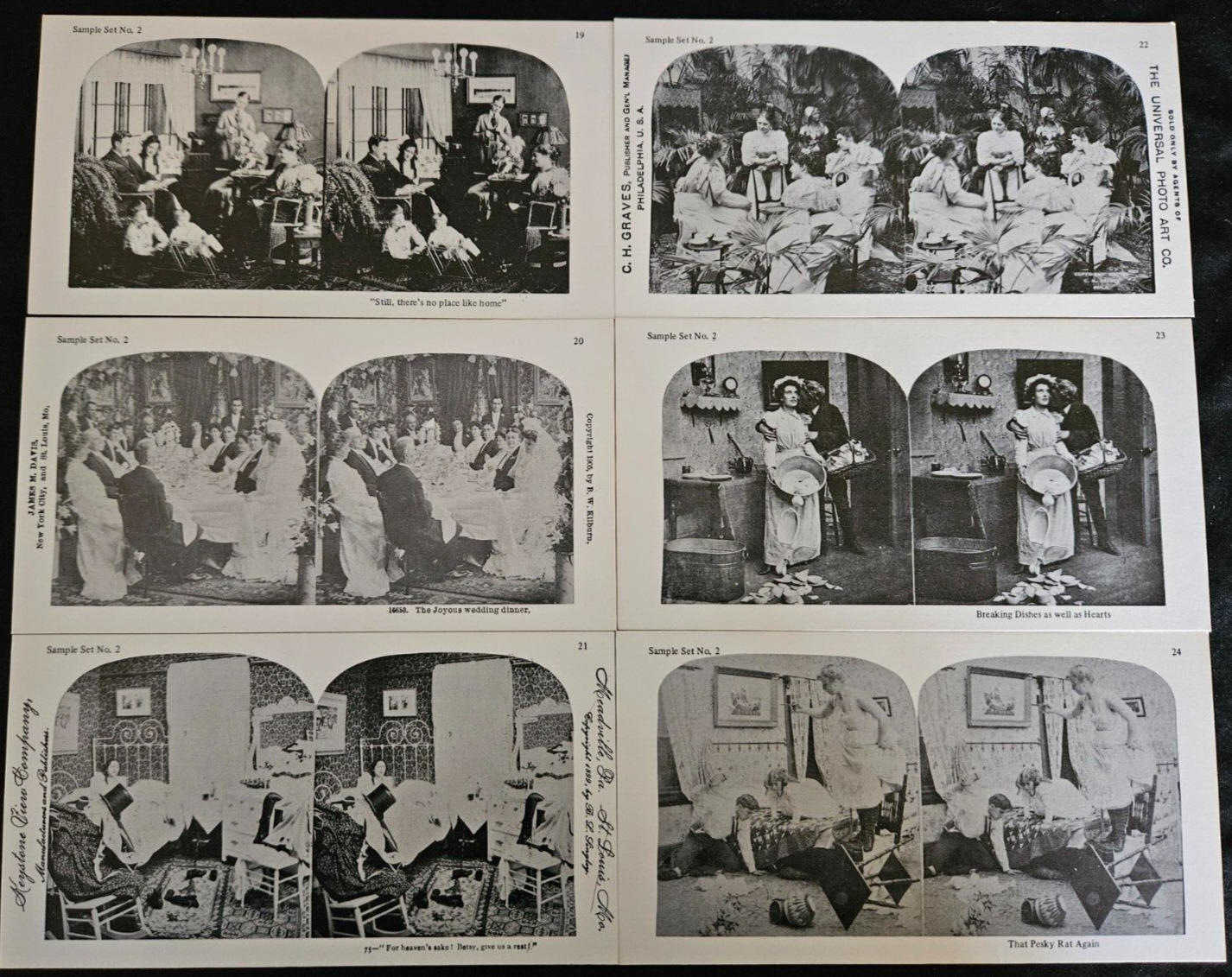 6 Stereoscope Cards, Stereo Classic Studios, Sample Set No 2 (Lot 4 of 5). 1981.