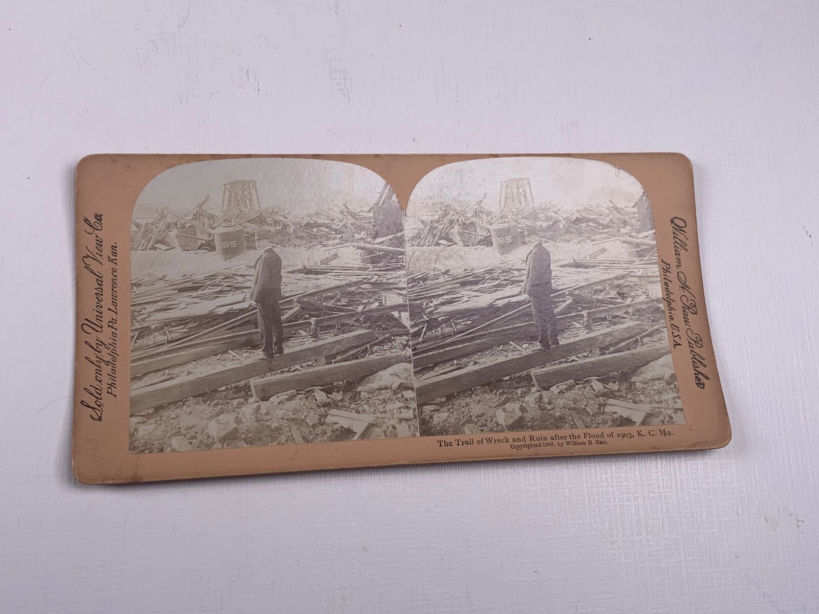  Universal Stereoview Photo Trail Wreck Ruin After Flood 1903 KC MO 