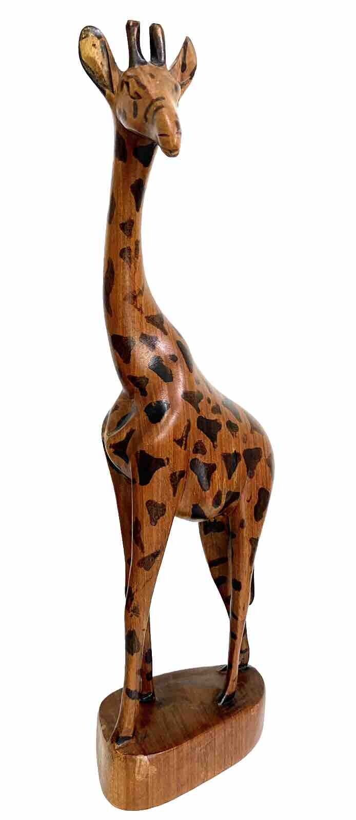 Giraffe Hand Carved Wooden Statue Made In Kenya 12” Tall Africa Safari Decor