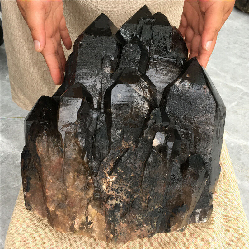 55LB Natural Smokey quartz cluster mineral specimen crystal Reiki ET416--c