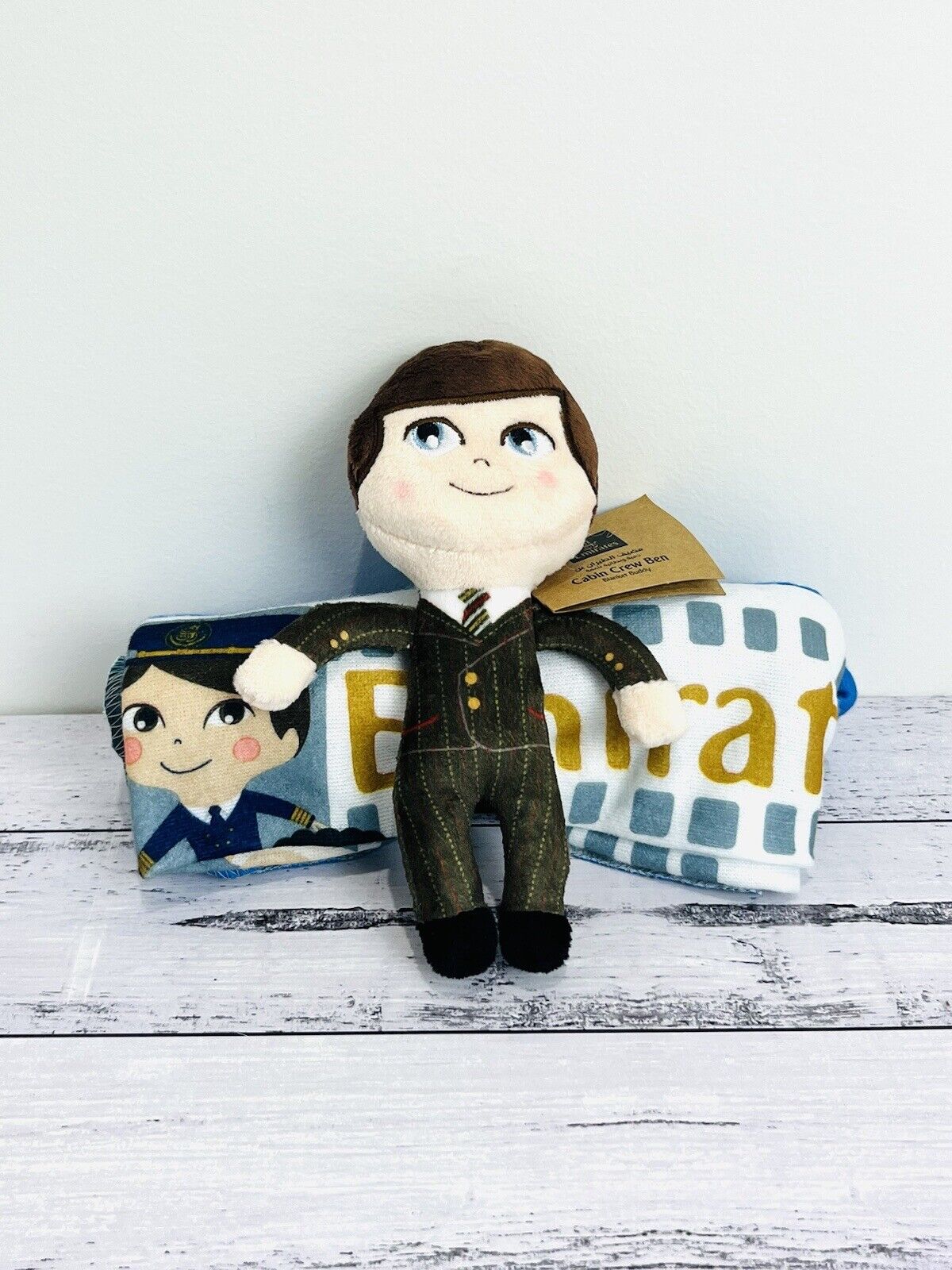 NEW Emirates Airline Fly With Me Cabin Crew Ben Doll Colourful Blanket Buddy