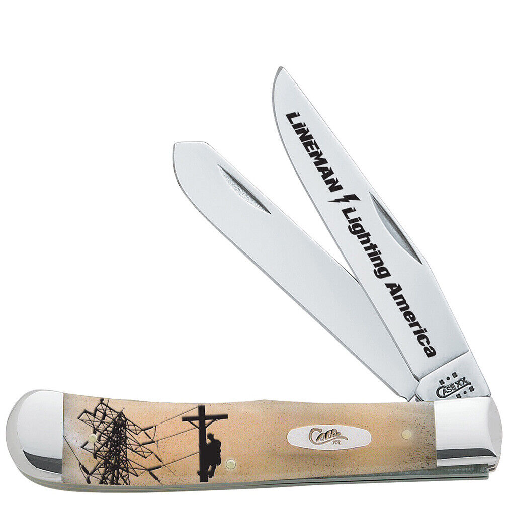 CASE XX KNIVES LINEMAN SMOOTH NATURAL BONE TRAPPER 4 1/8\