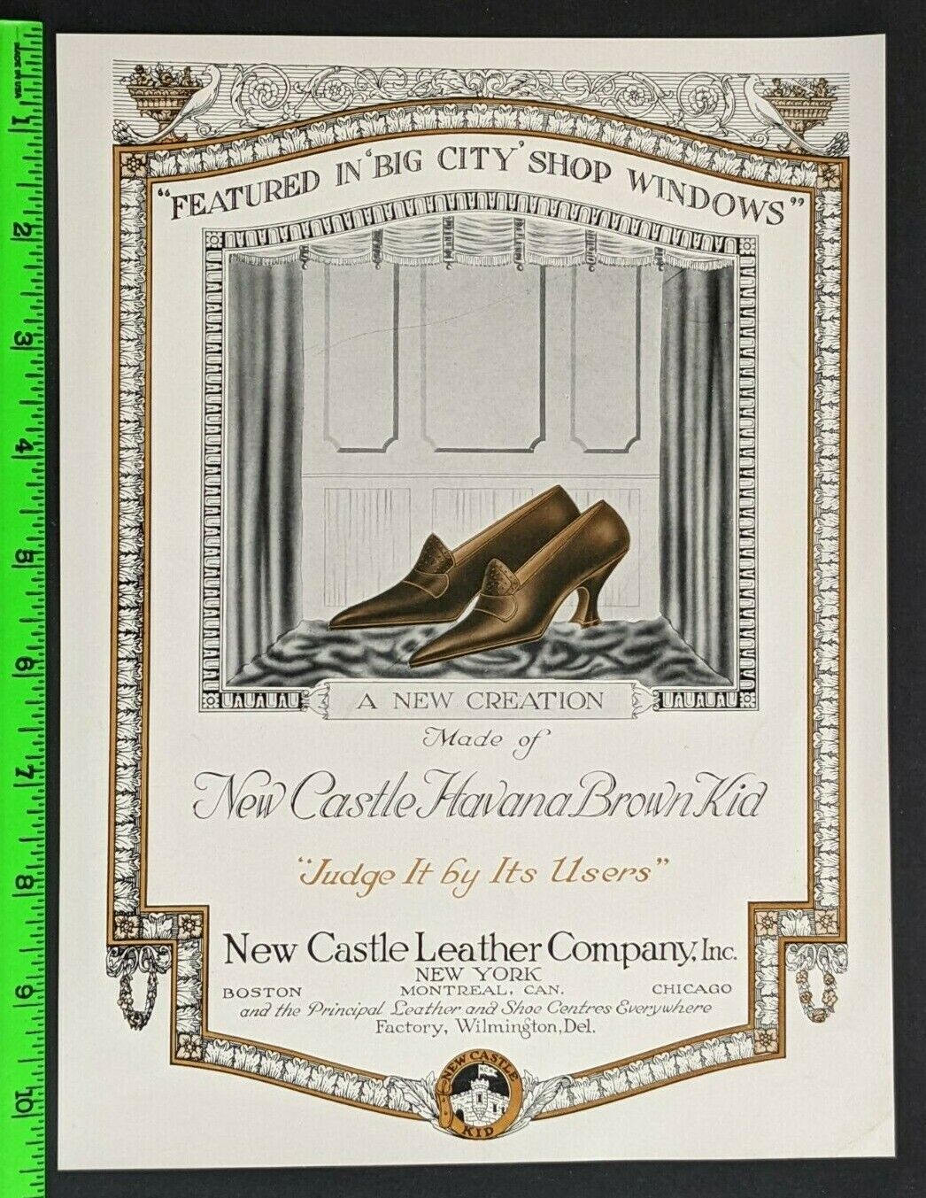 Vintage 1930s? New Castle Leather Company Havana Shoes Fashion Graphic Flyer NY