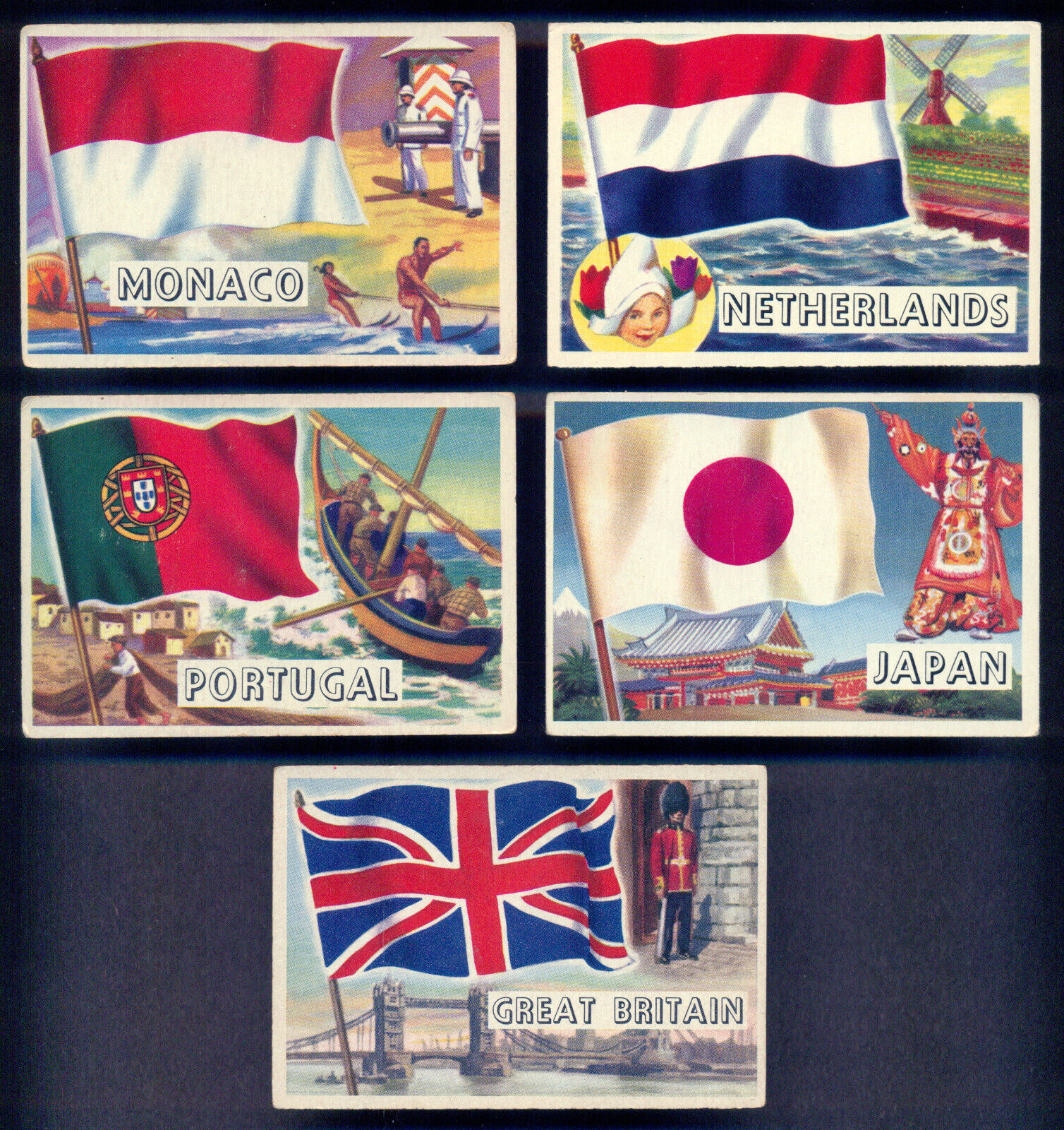 1956 Topps Flags of the World Near Set 72/80 USA CANADA  AUSTRALIA JAPAN IRELAND