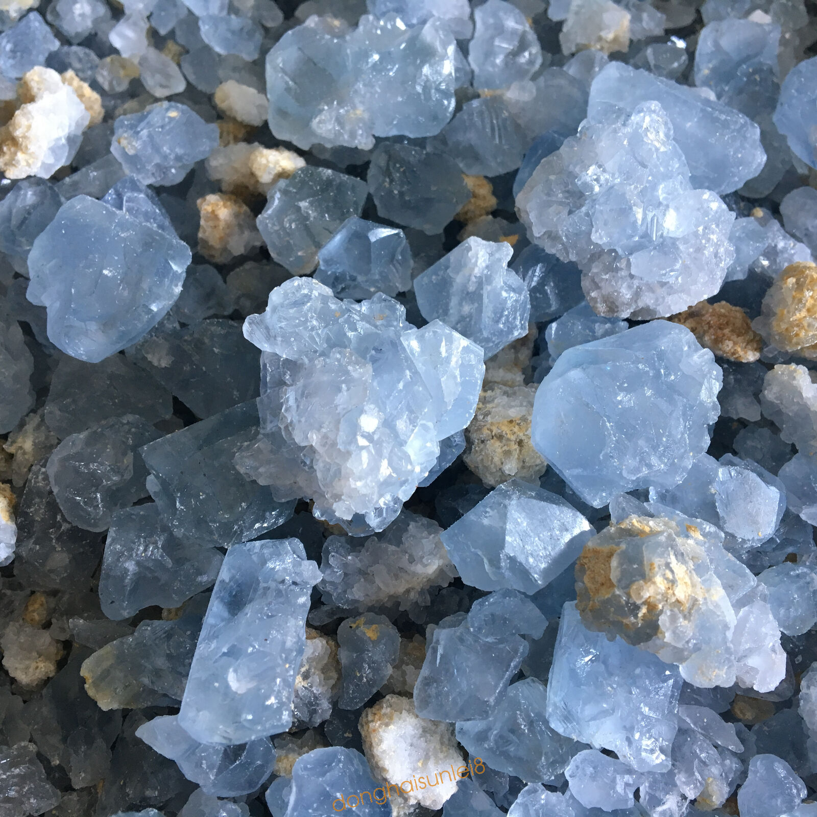 2.2lb Natural blue celestite mineral Quartz Crystal rough Stone Gravel Healing