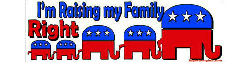 Republican Bumper Stickers - Raising My Family Right - Set of 2    #391