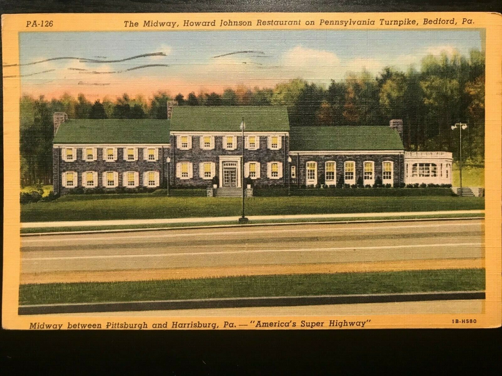 Vintage Postcard 1944 Midway Howard Johnson's Penn Turnpike Bedford PA