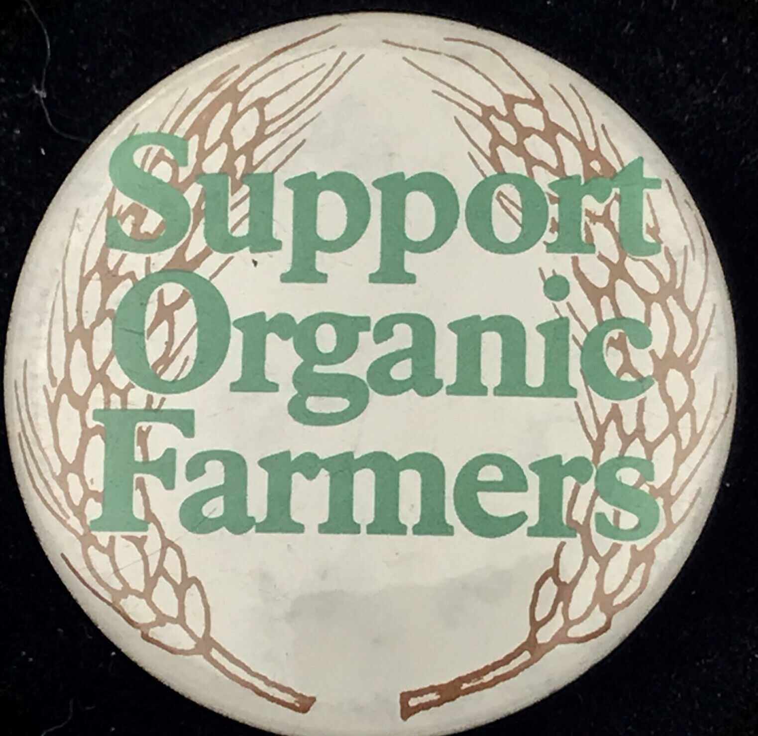 Support Organic Farmers Pin Button Vintage Pin back Healthy Food Nutrition