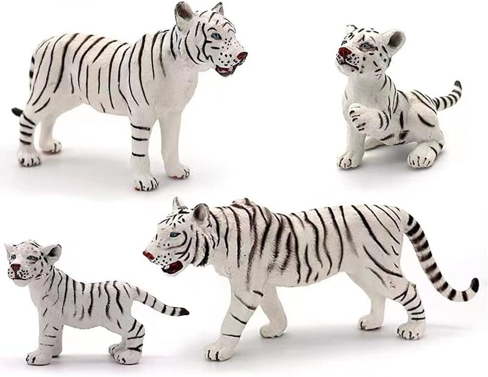 4 Pack Retired Schleich White Tiger Family Toys Animal Model With Tag Figure