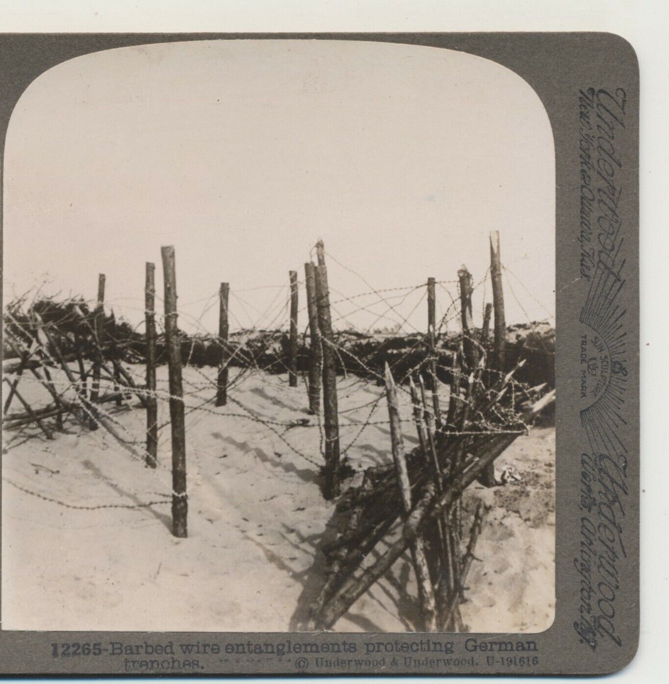 Barbed Wire Entanglement protecting German Trenches European War Stereoview