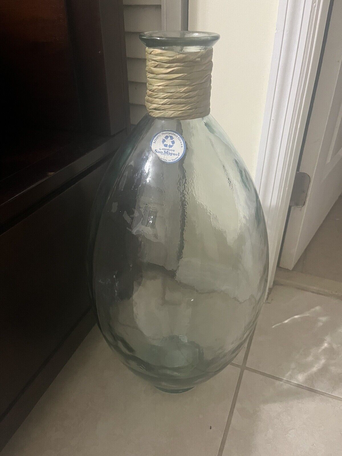 RARE VIDRIOS SAN MIGUEL  Large Recycled Thumbprint Glass Vase VINTAGE