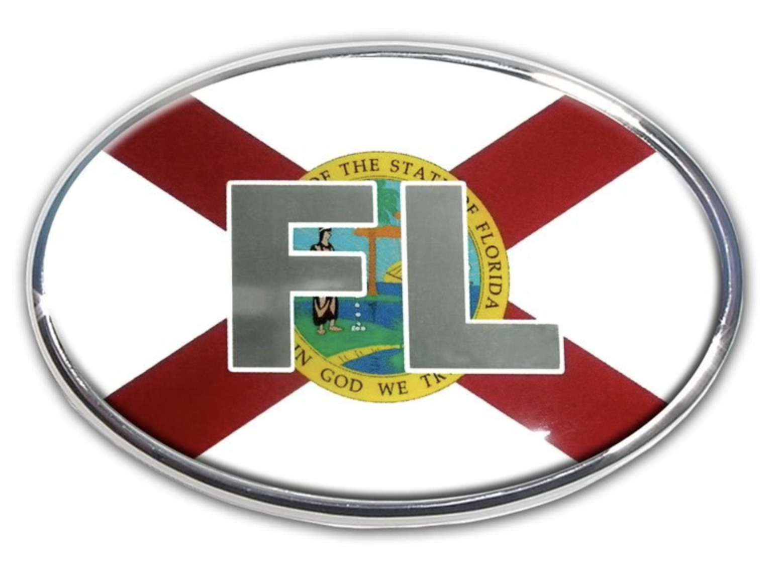 florida flag chrome auto emblem decal usa made