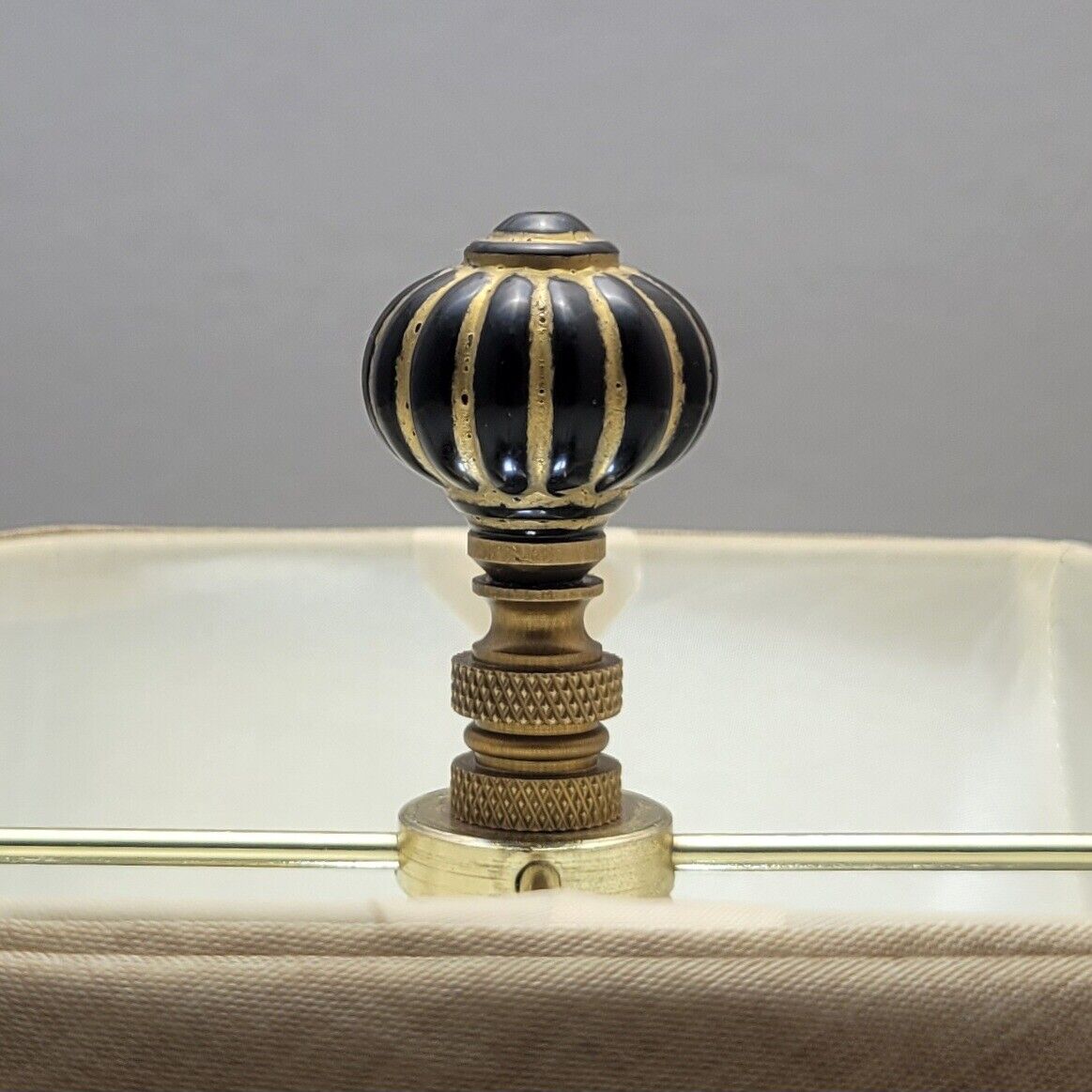 Black/Gold, Acrylic, Antique Style Lamp Finials Polished or Antique Brass Bases