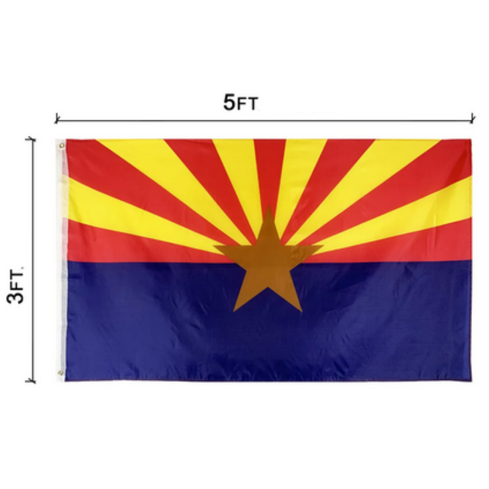 Arizona State Flag 3' x 5' 2 Sided Brass Rust Free Rings Nylon Fade Resistant