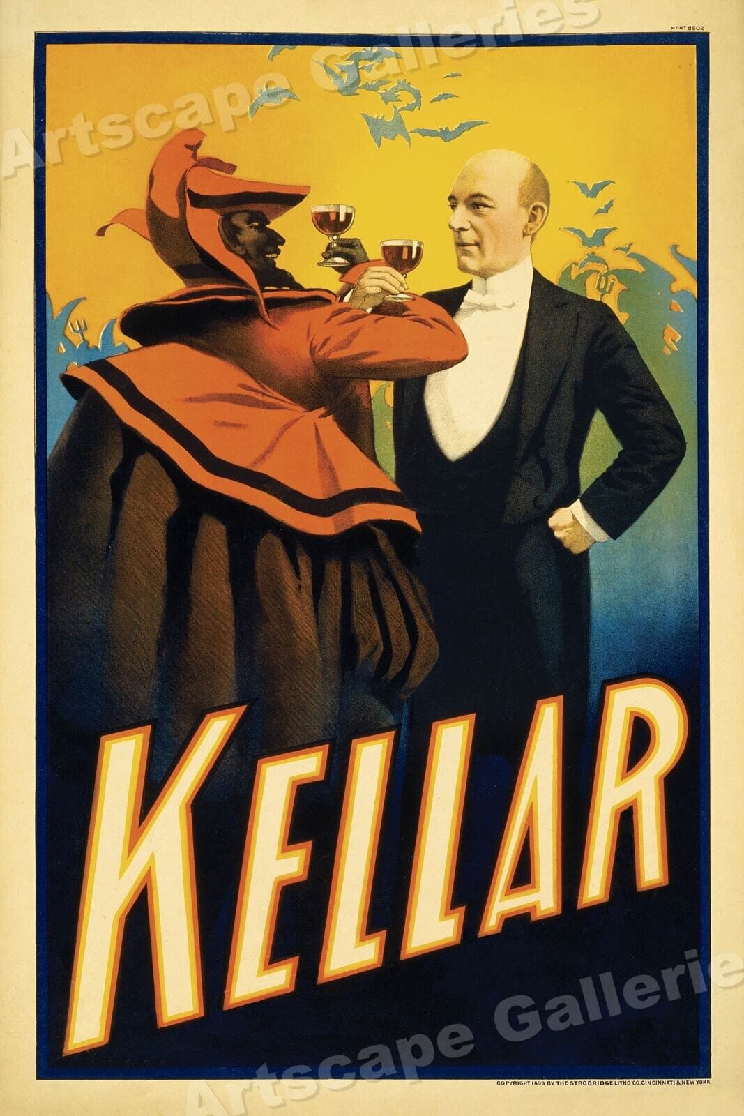 Kellar Drinks with the Devil 1899 - Vintage Style Magic Poster - 24x36