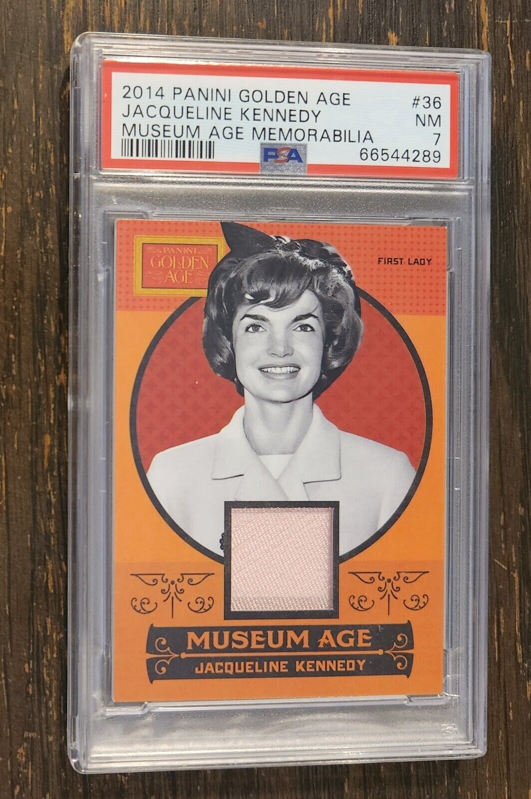 2014 Panini Golden Age - Jacqueline Kennedy Museum Age First Lady Relic PSA 7