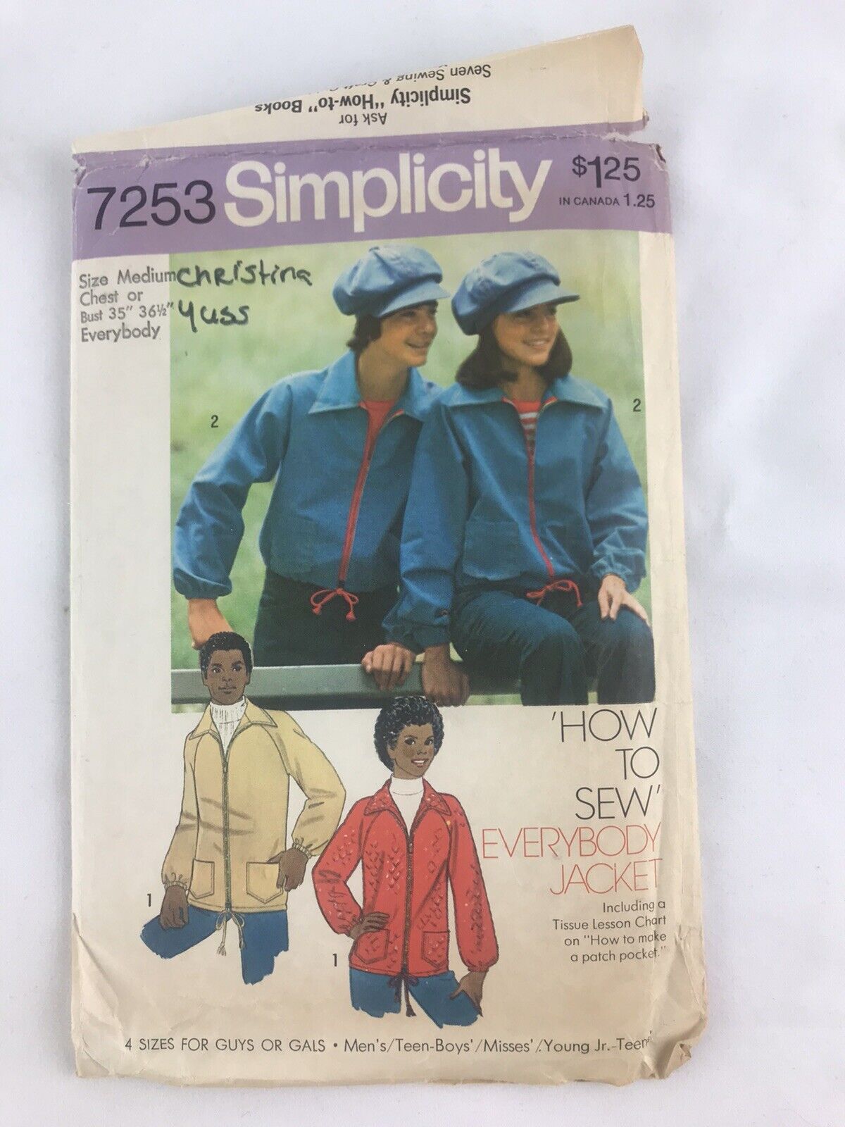 Vintage Simplicity Sewing Pattern #7253 Everybody Jacket Size Medium