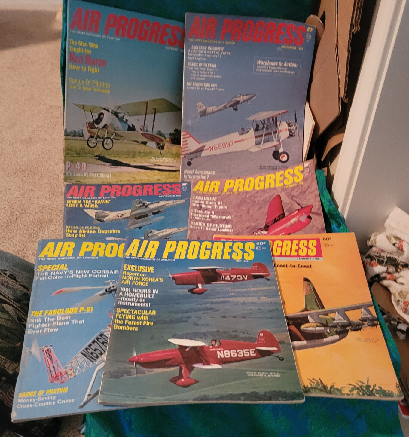 7 Air Progress Magazines 1968 Excellent Condition 