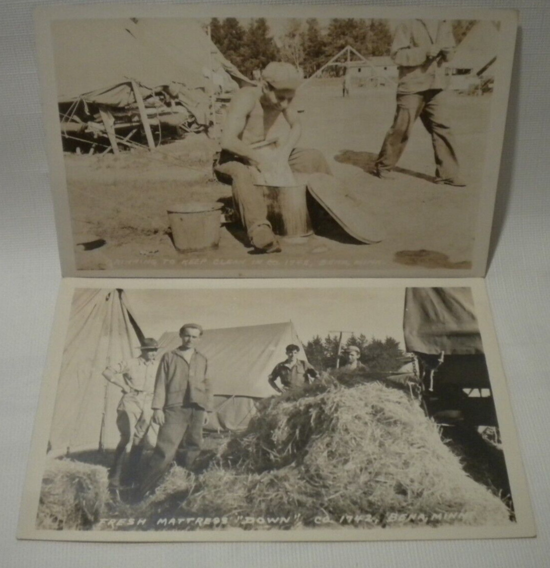 RARE Lot of 2 RPPC Civilian Conservation Corp Co. 1742 Bena Minnesota Postcards