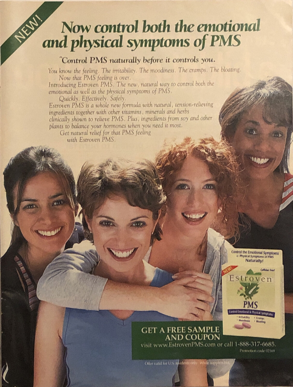 PRINT AD 2002 Estroven PMS Control Emotional Physical Natural VTG Advertisement