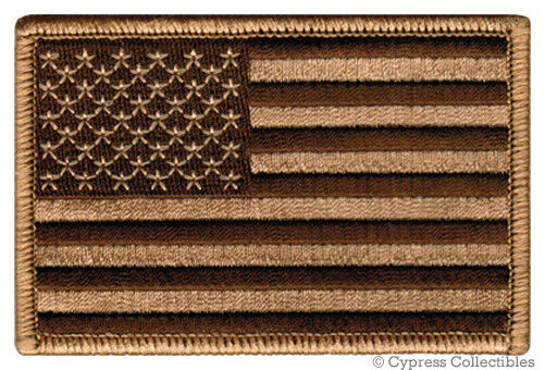 AMERICAN FLAG PATCH - US DESERT TAN SUBDUED SHOULDER USA embroidered iron-on