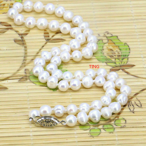 Genuine 8-9mm Natural White Akoya Cultured Pearl Beads Necklace 18-58\