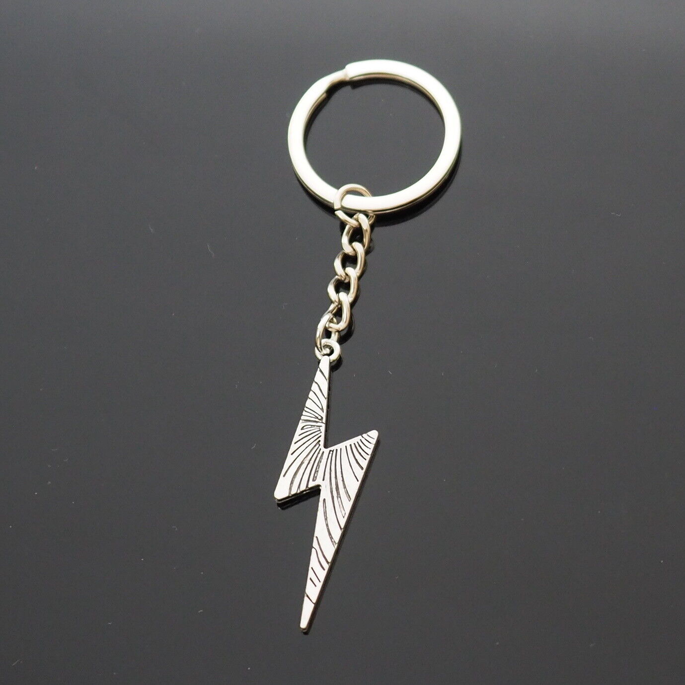 Lightning Bolt Electric Shock Silver Pendant Charm Keychain Key Chain Love Gift