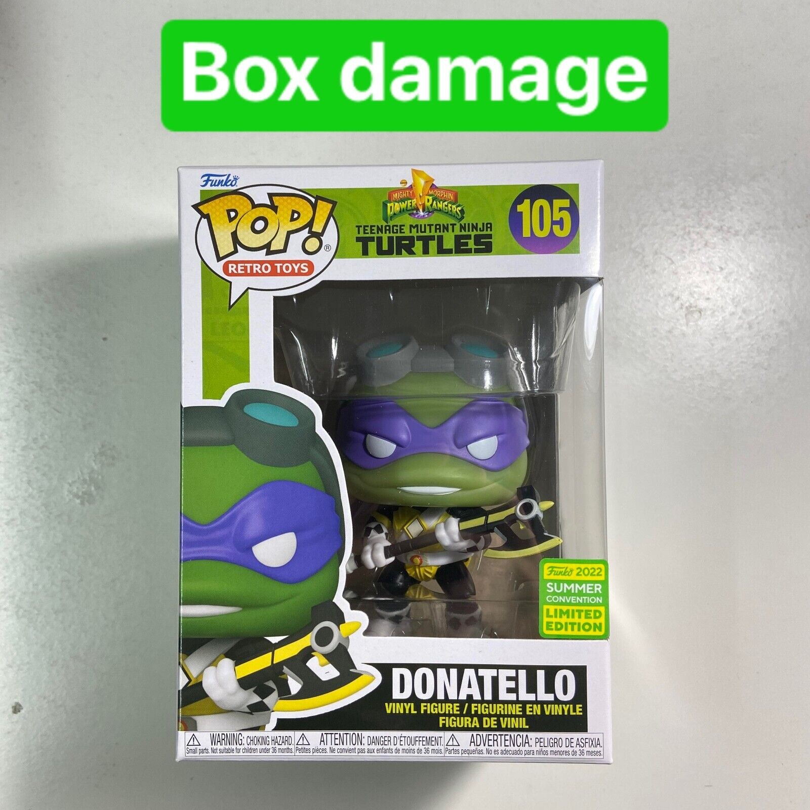 MINOR BOX DAMAGE Donatello TMNT Power Rangers SDCC Summer Funko Pop #110 +